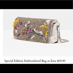 Zara special edition embroidered bag